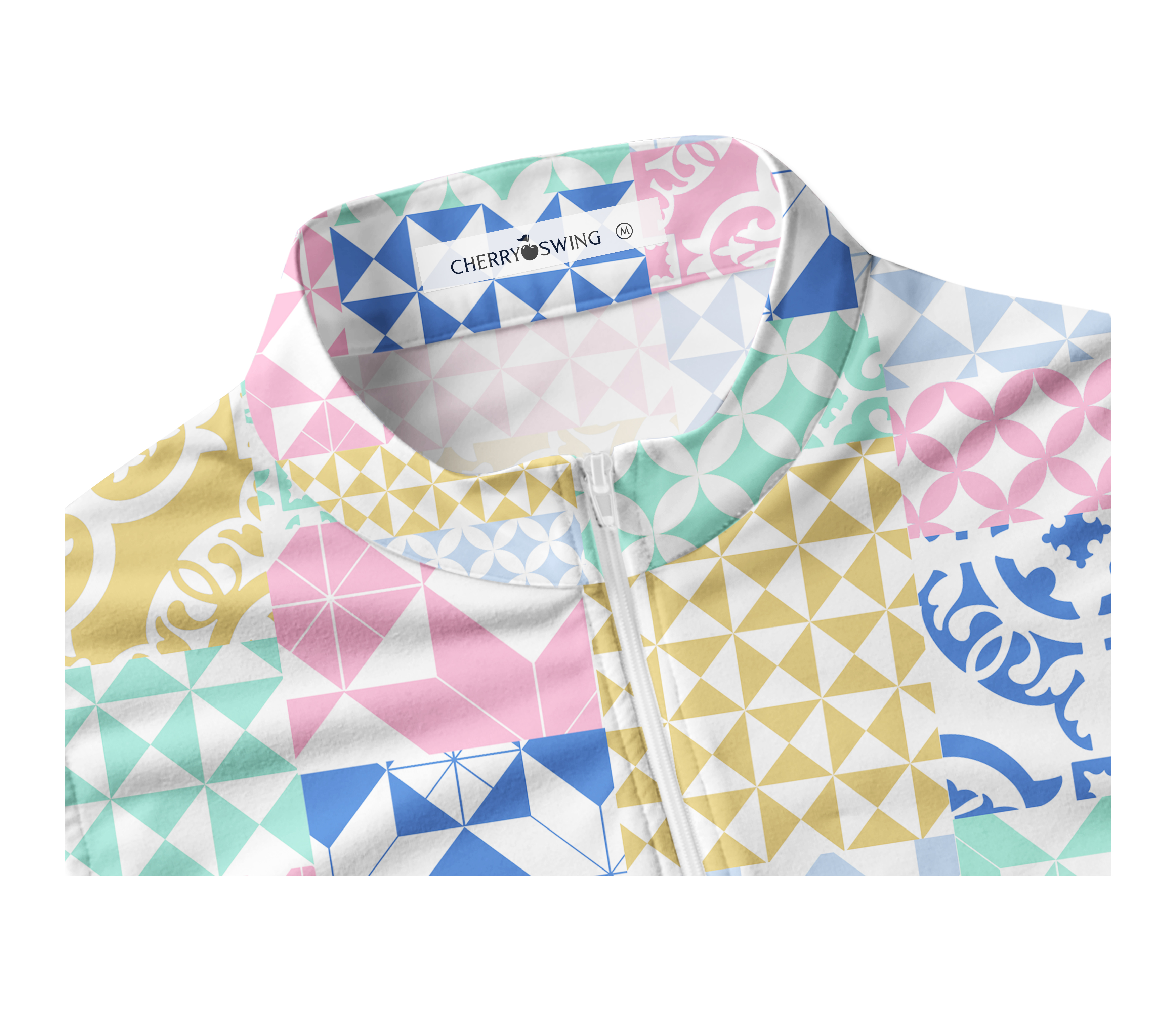 Cherryswing Women's Square and Diamond Patterns Sleeveless Golf Shirt