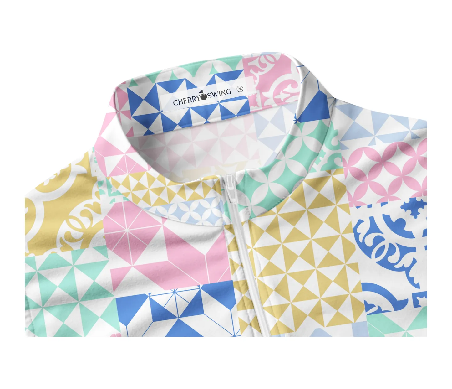 Cherryswing Women's Square and Diamond Patterns Sleeveless Golf Shirt