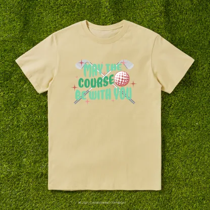 Cherryswing 'May the Course Be with You' Pattern White T-Shirt