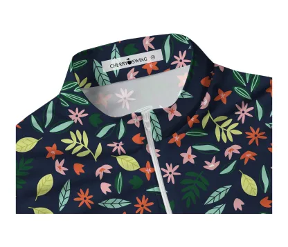 Cherryswing Women's Floral Print  Sleeveless Golf Shirt