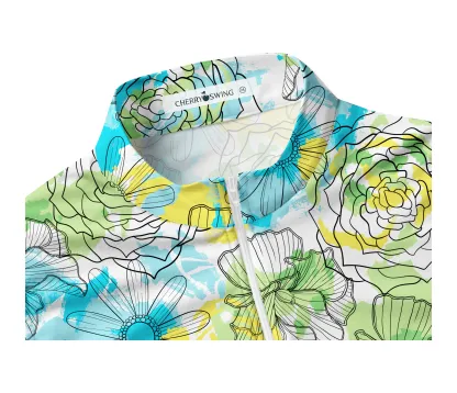 Cherryswing Women's Floral Pattern Sleeveless Golf Shirt