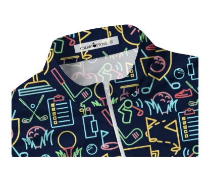 Cherryswing Women's Classic Golf Symbols Sleeveless Golf Shirt