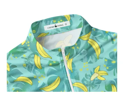 Cherryswing Women's Hawaiian Banana Golf Sleeveless Polo Shirt