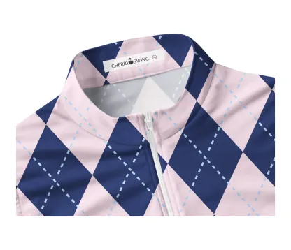 Cherryswing Women's Classic Argyle Patterns Golf Sleeveless Polo Shirt