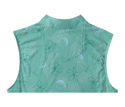 Cherryswing Women's Mint Green Golf Print Sleeveless Shirt