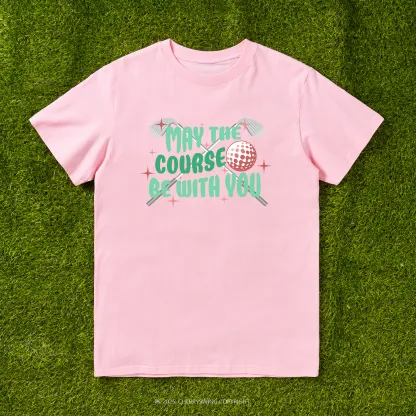 Cherryswing 'May the Course Be with You' Pattern White T-Shirt