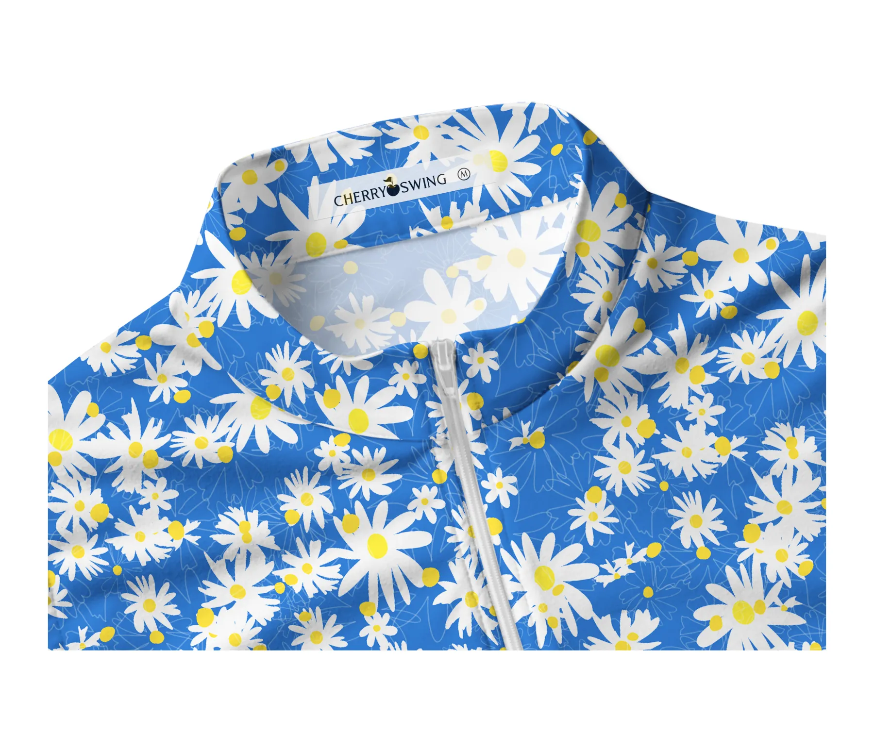 Cherryswing Women's Daisy Print Sleeveless Golf Polo Shirt