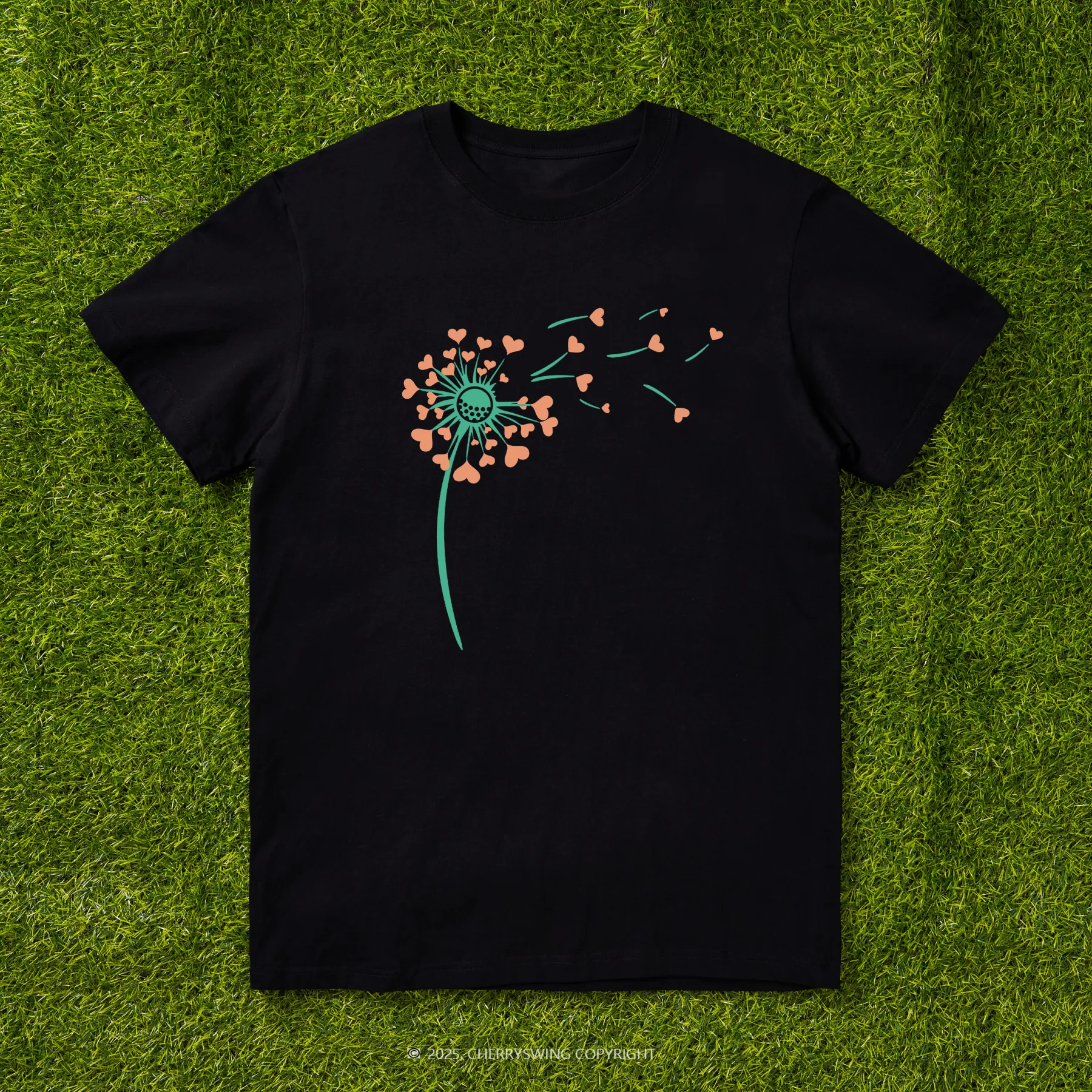 Cherryswing Dandelion Hearts T-shirt For Women