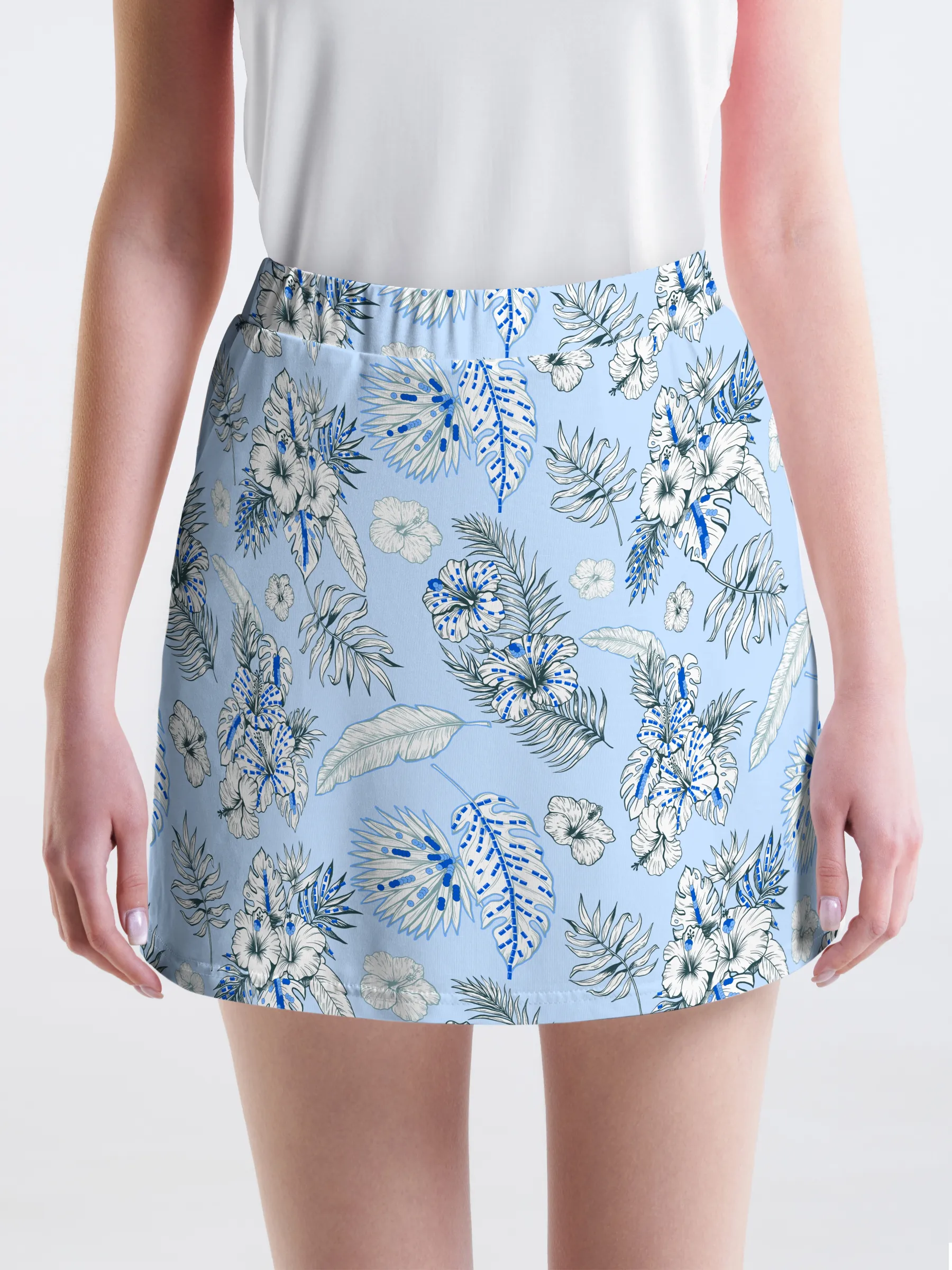 Cherryswing Blue and White Flowers Golf Skort