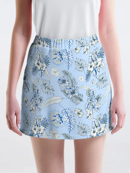Cherryswing Blue and White Flowers Golf Skort