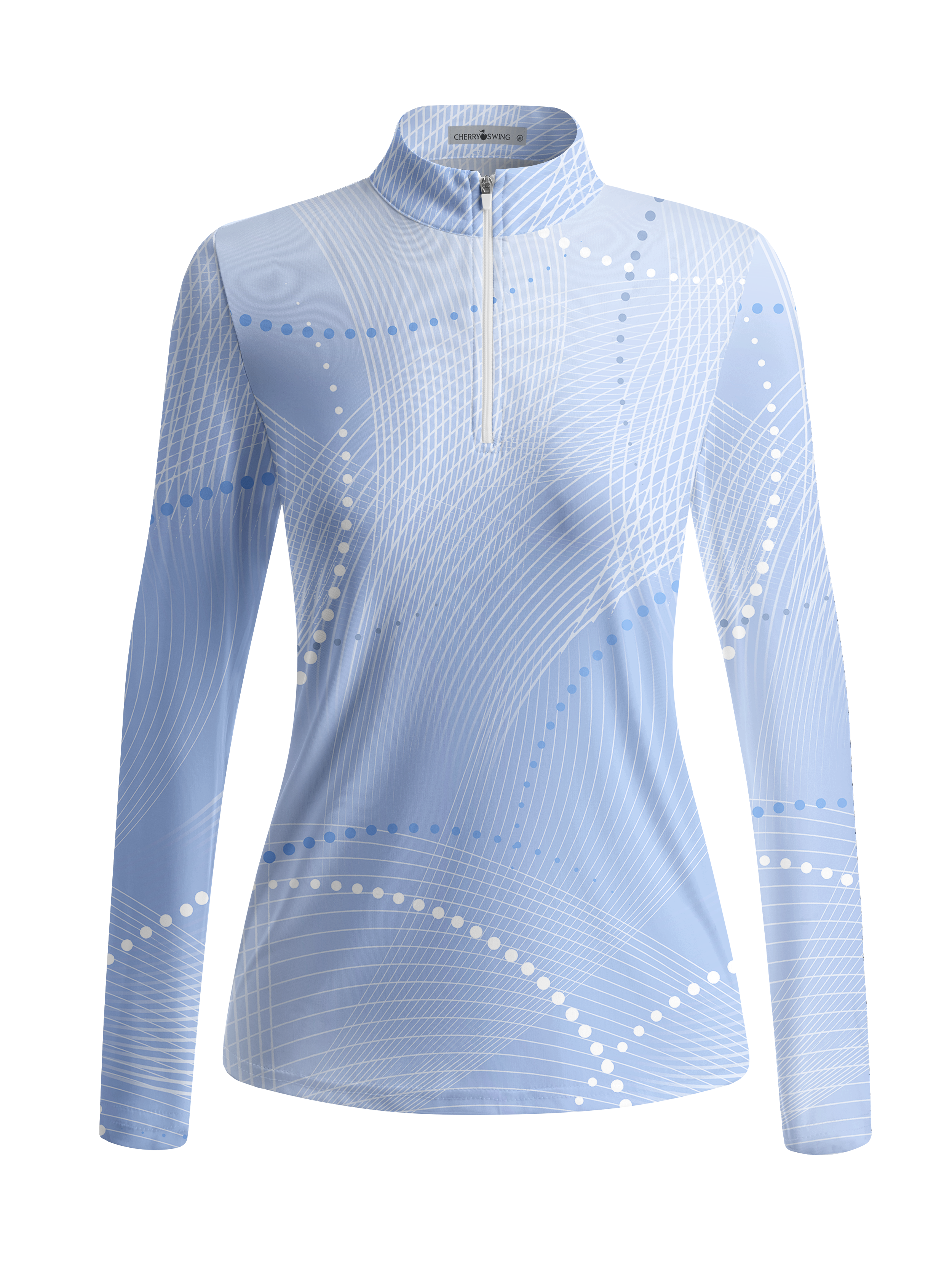 Cherryswing Women's Geometric Wave Dot Long Sleeve Golf Shirt