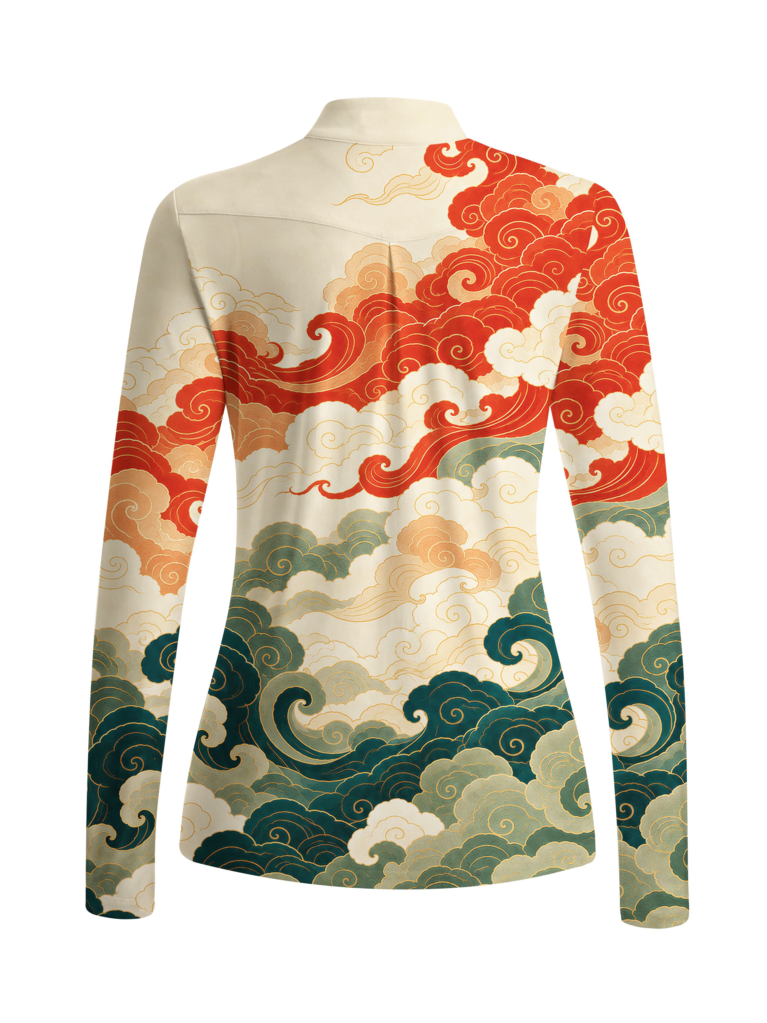 Cherryswing Women's Auspicious Clouds Gradient Long Sleeve Golf Shirt