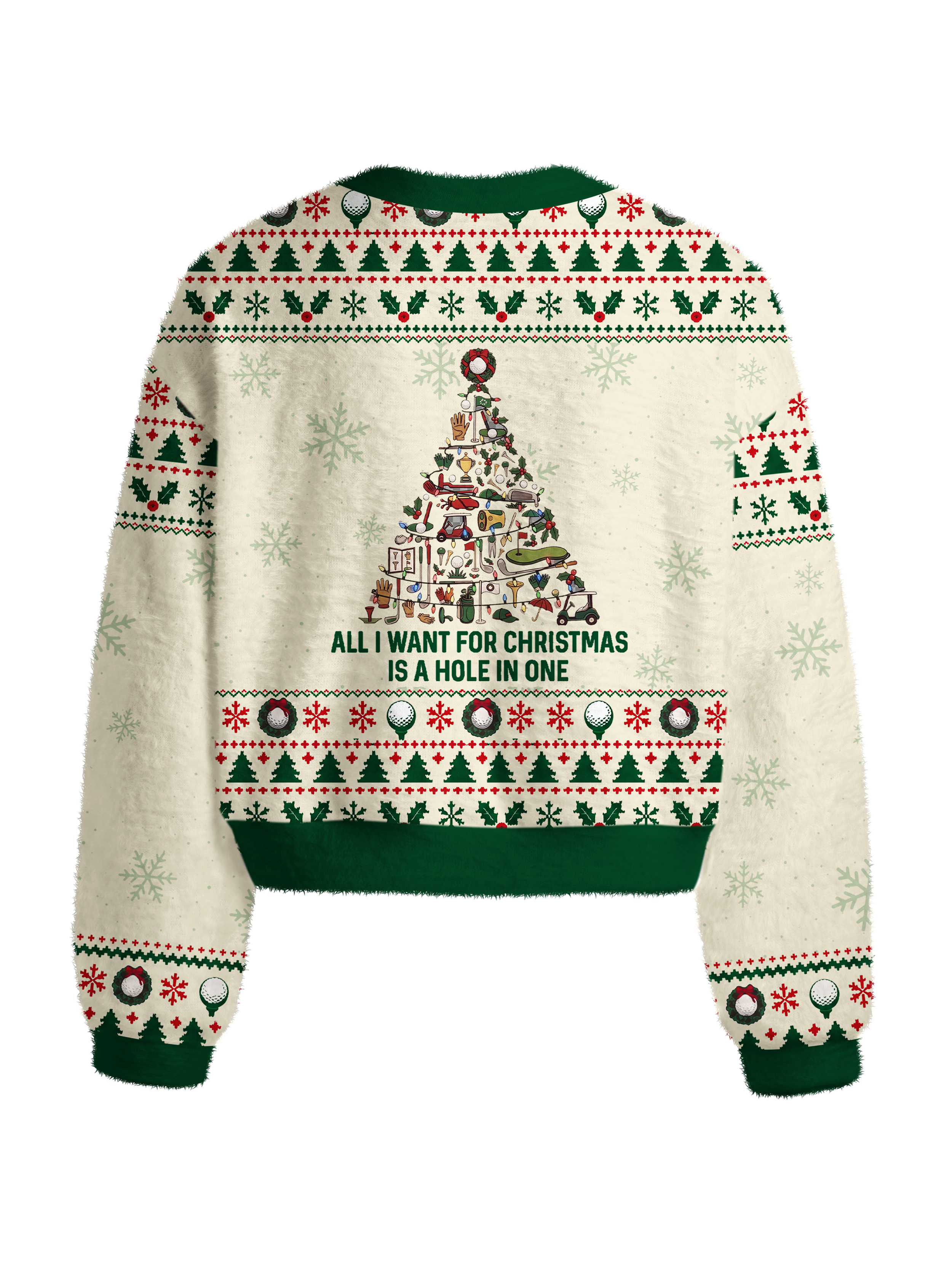 Cherryswing Women's Festive Golf Tree Fuzzy Knit Sweater
