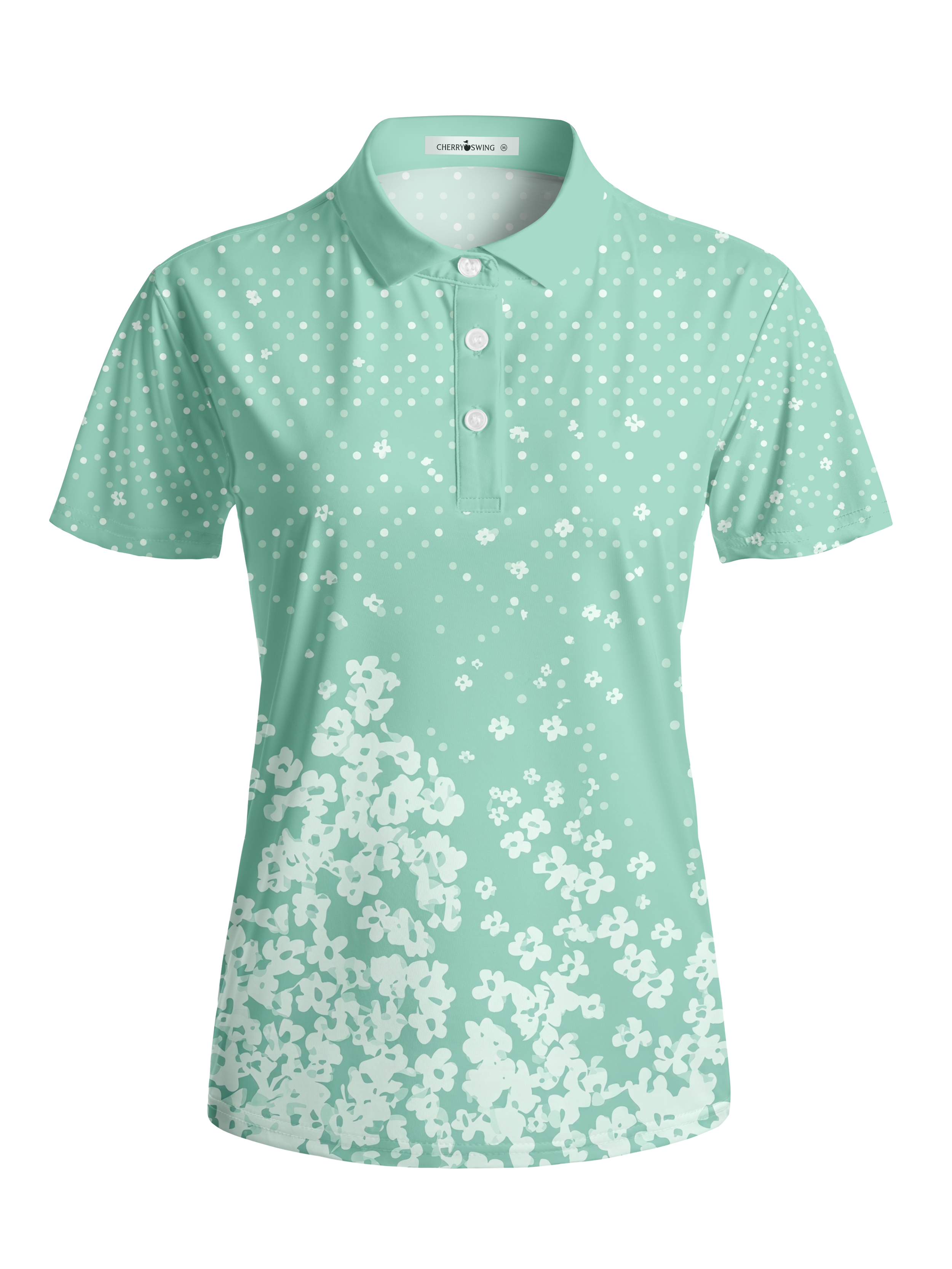 Cherryswing Women's Mint Blossom Gradient Short Sleeve Golf Shirt
