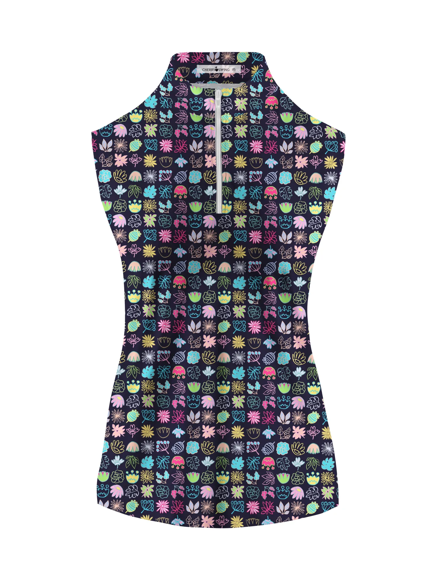 Cherryswing Women's Colorful Squares Sleeveless Polo Shirt