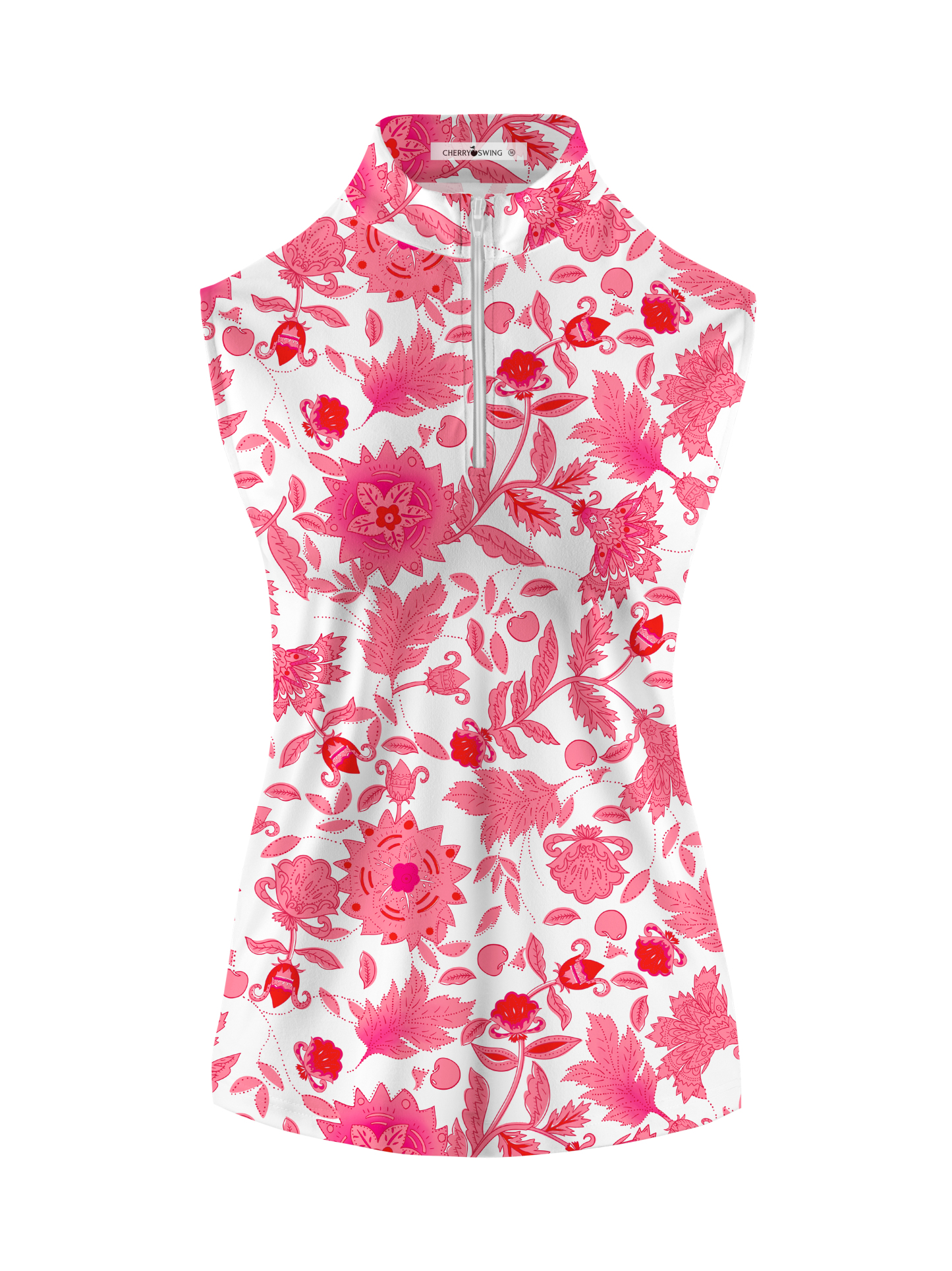 Cherryswing Women's Pink Botanical Sleeveless Golf Shirt