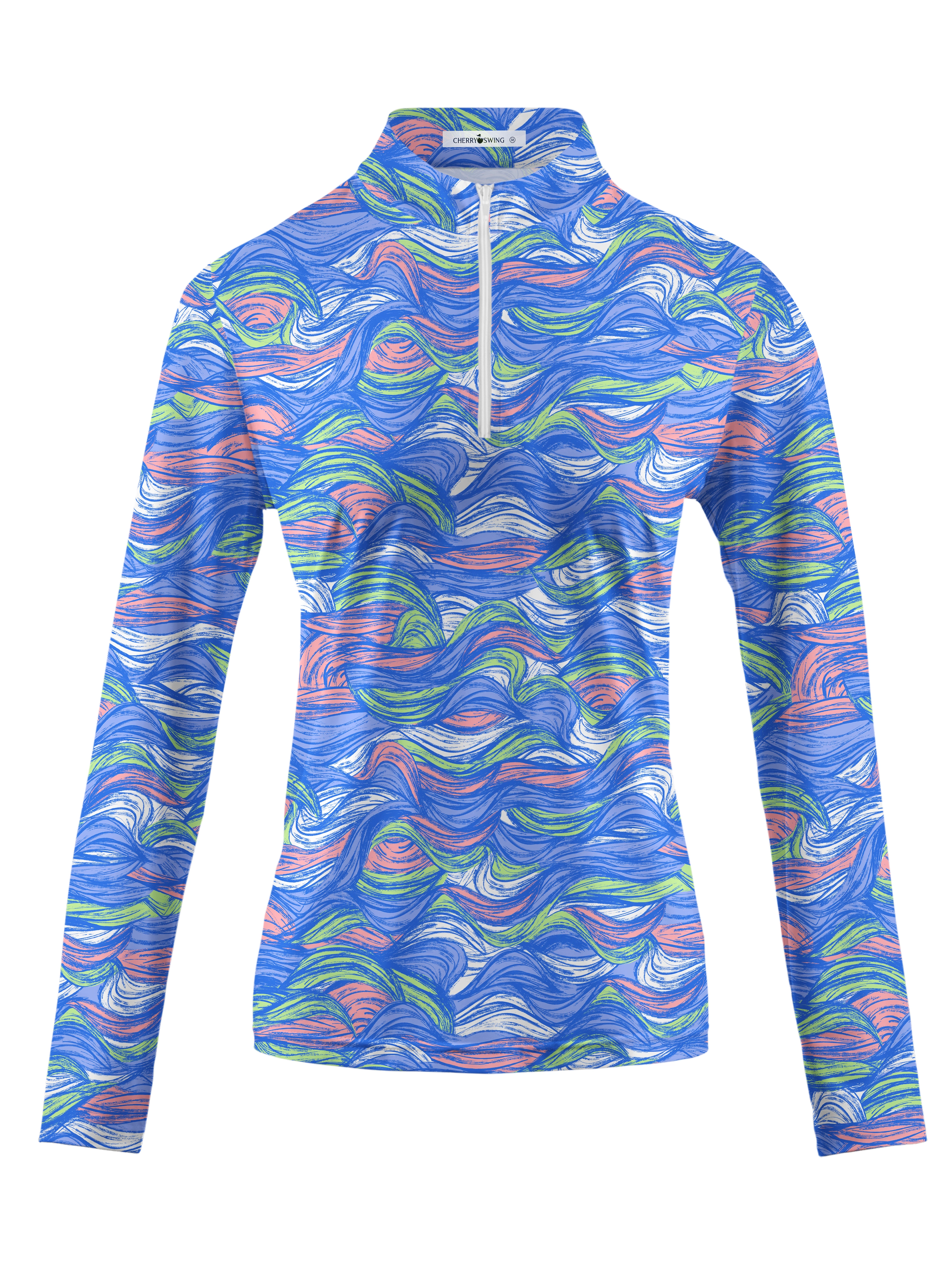 Cherryswing Women's Colored Waves Long Sleeve Golf Shirt