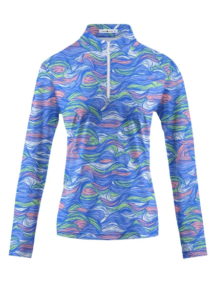 Cherryswing Women's Colored Waves Long Sleeve Golf Shirt