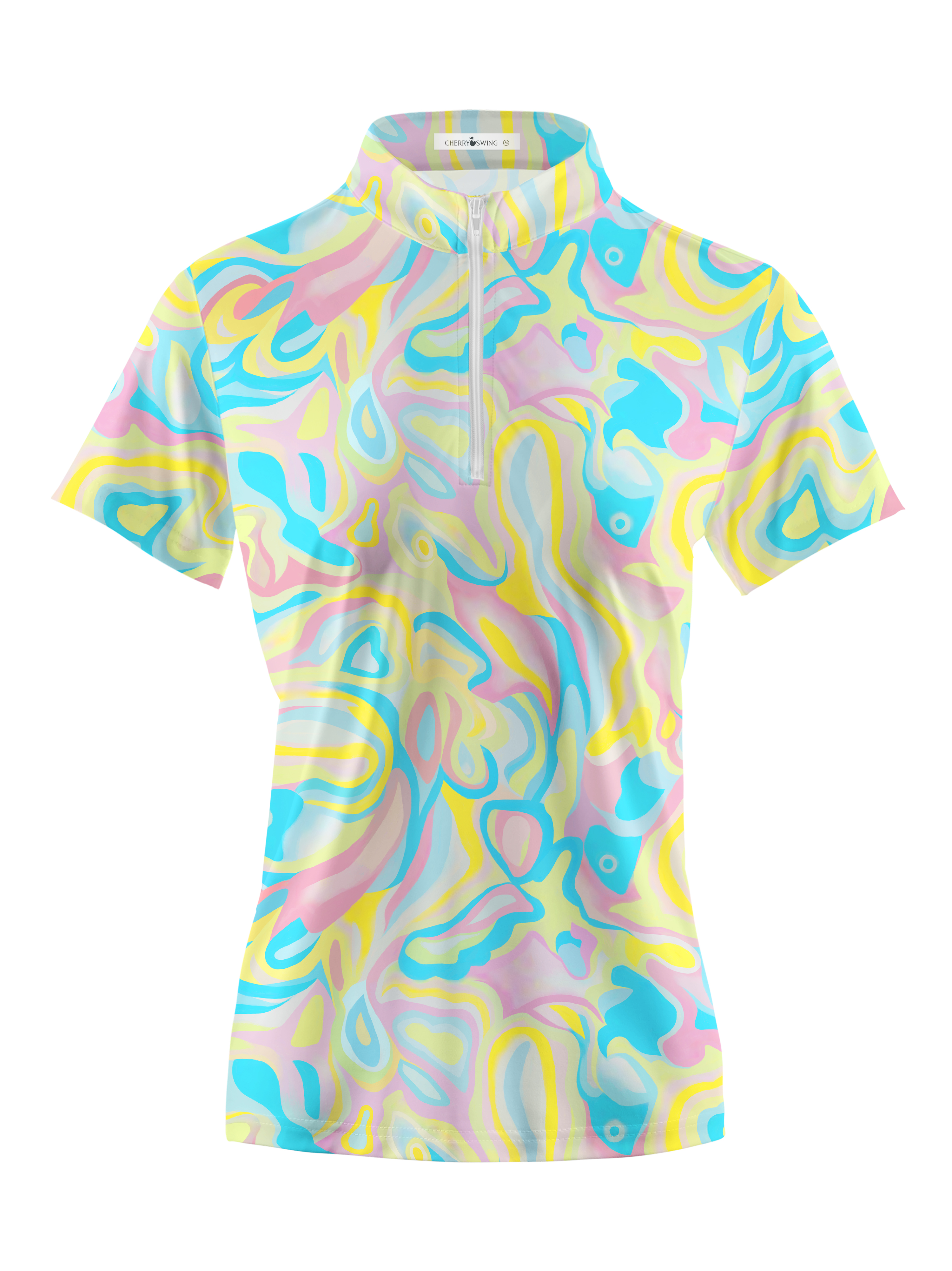 Cherryswing Women's Colorful Fish Short Sleeve Golf Shirt