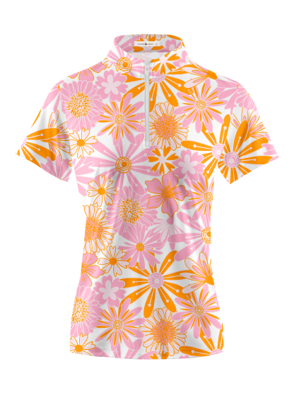 Cherryswing Women's Mini Flowers Short Sleeve Golf Shirt