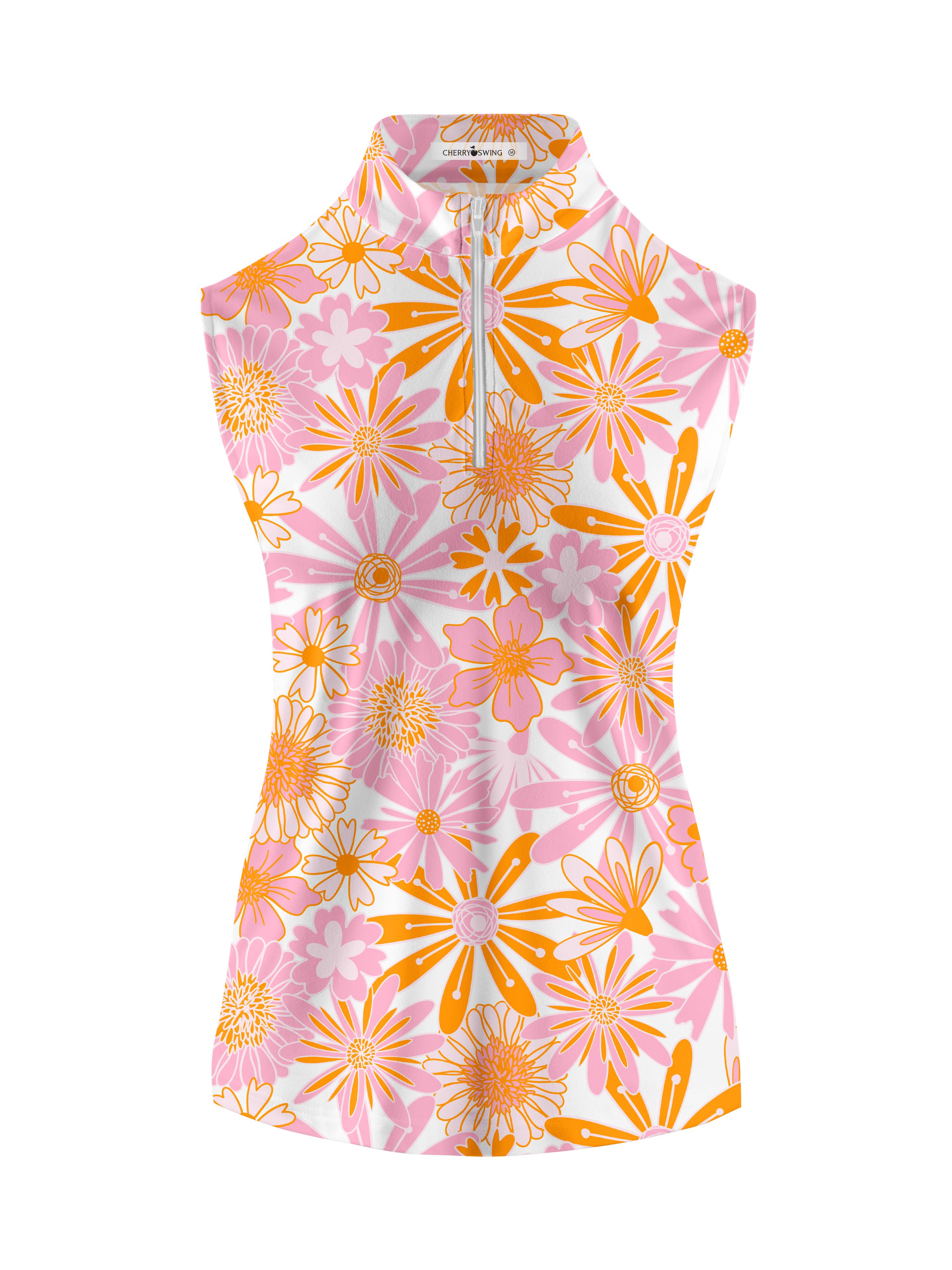 Cherryswing Women's Mini Flowers Sleeveless Golf Shirt