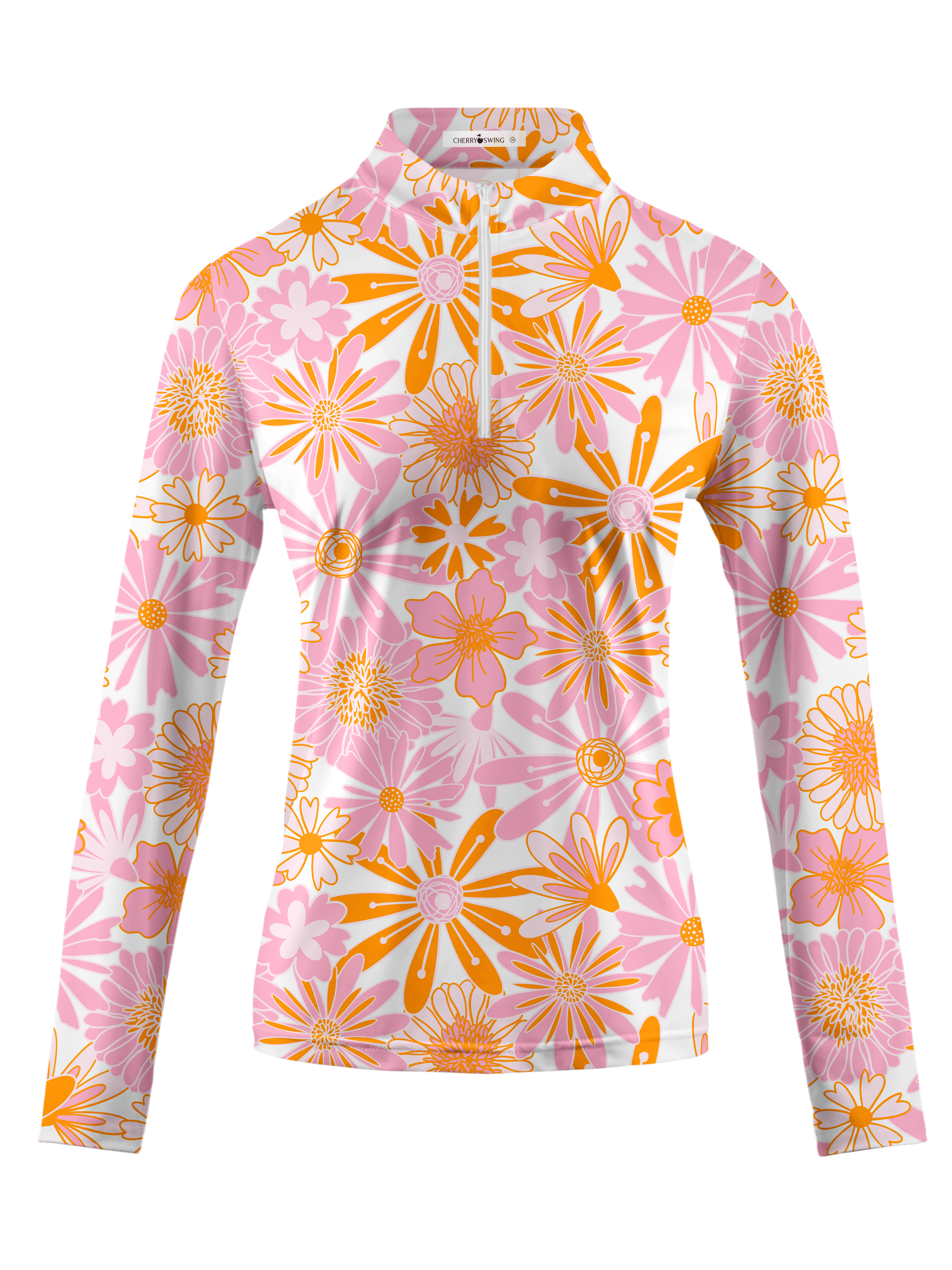 Cherryswing Women's Mini Flowers Long Sleeve Golf Shirt
