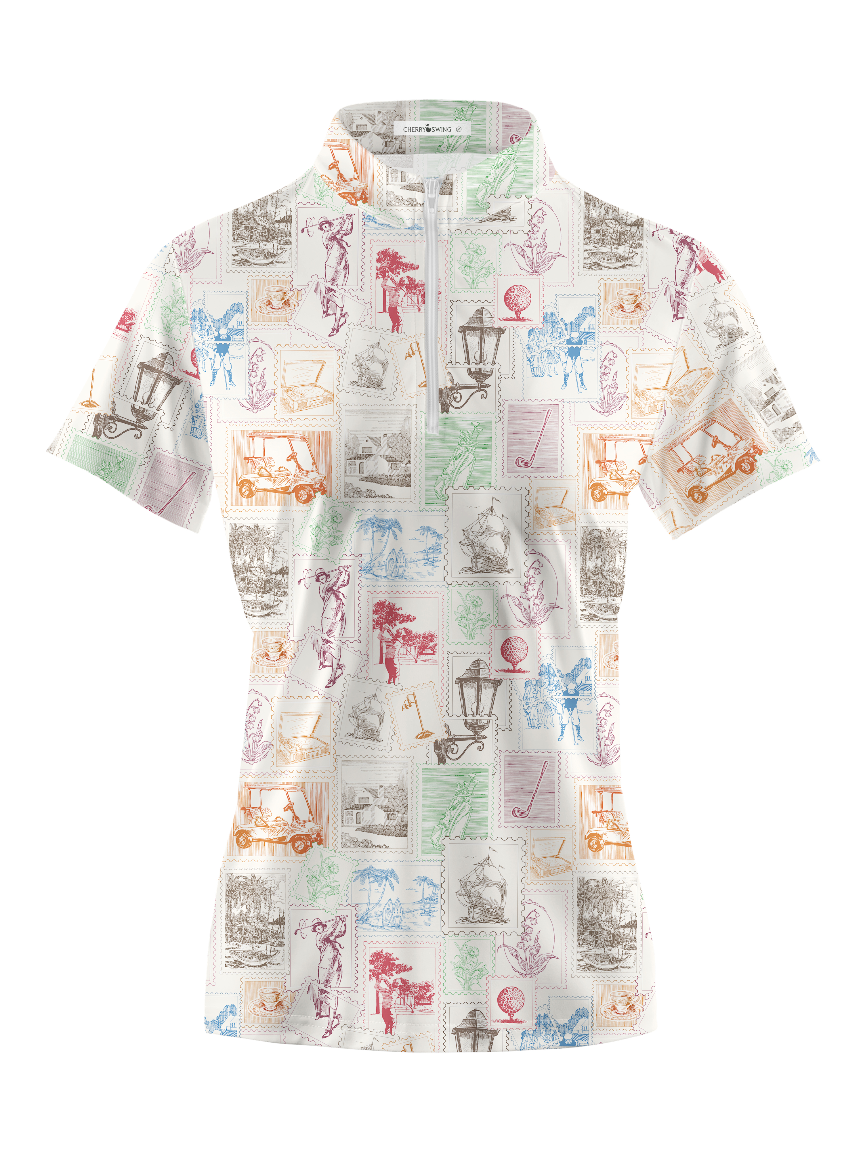 Cherryswing Women's Stamp Short Sleeve Polo Shirt