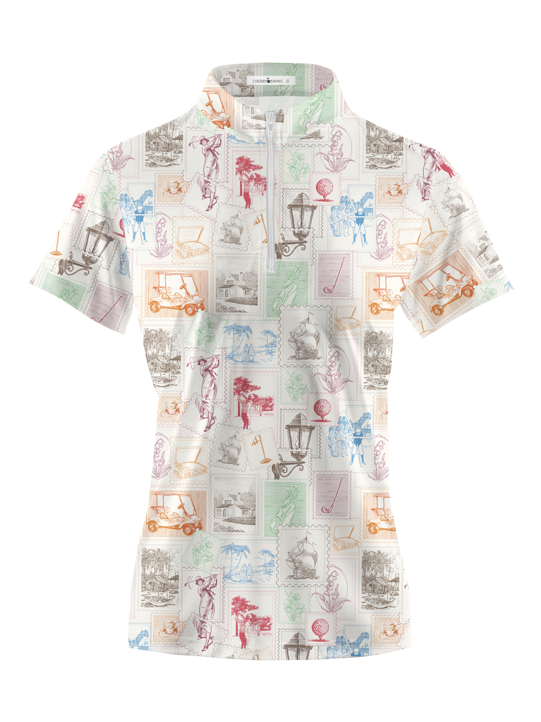 Cherryswing Women's Stamp Short Sleeve Polo Shirt