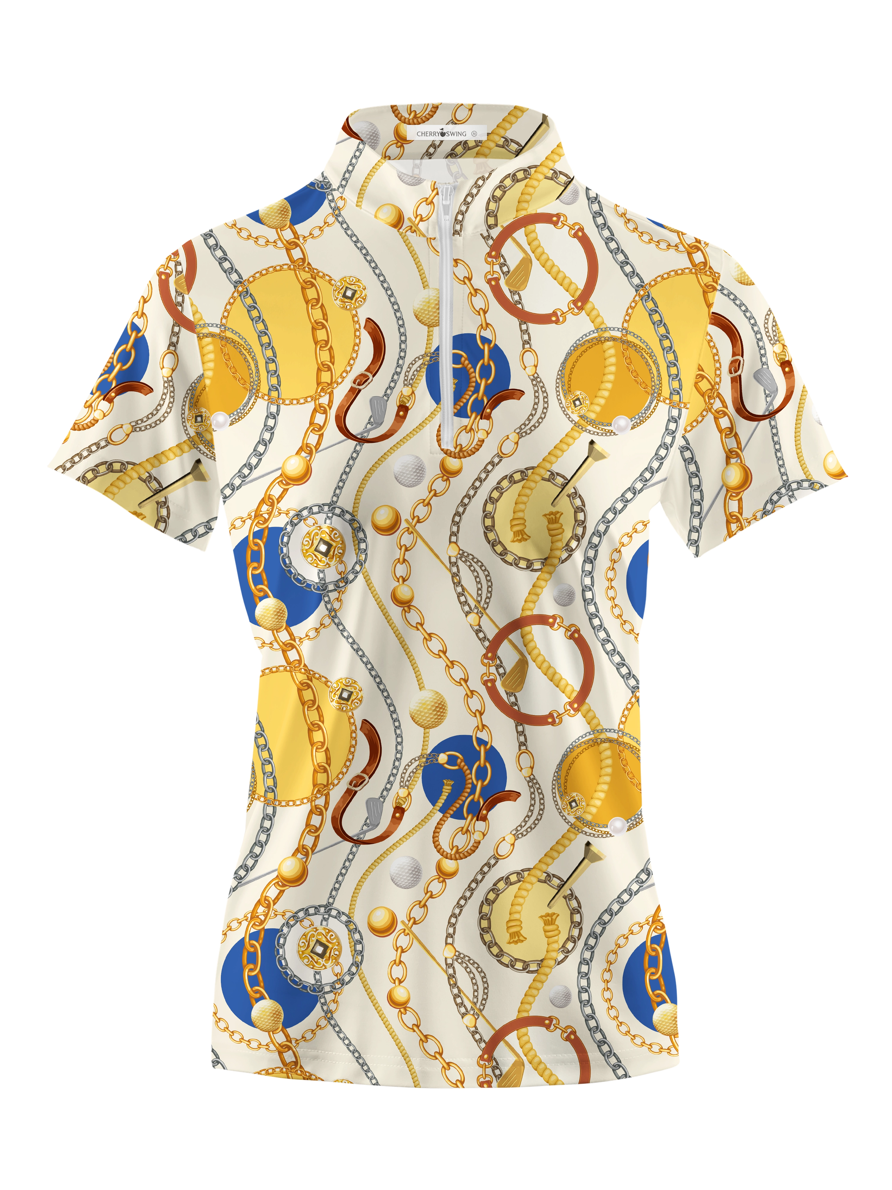 Cherryswing Women's Gold Golf Short Sleeve Polo Shirt