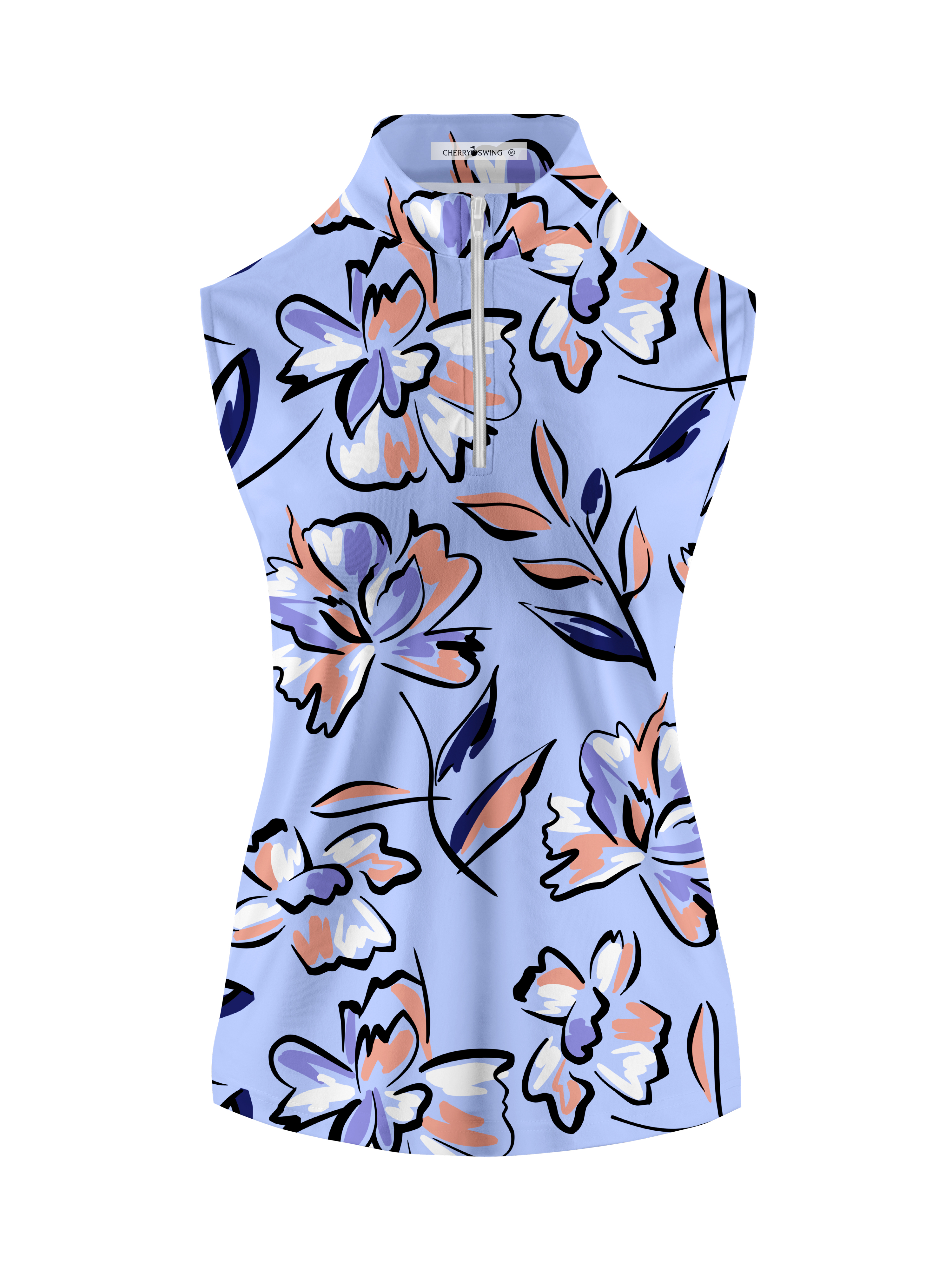 Cherryswing Women's Lilac Floral Sleeveless Golf Shirt