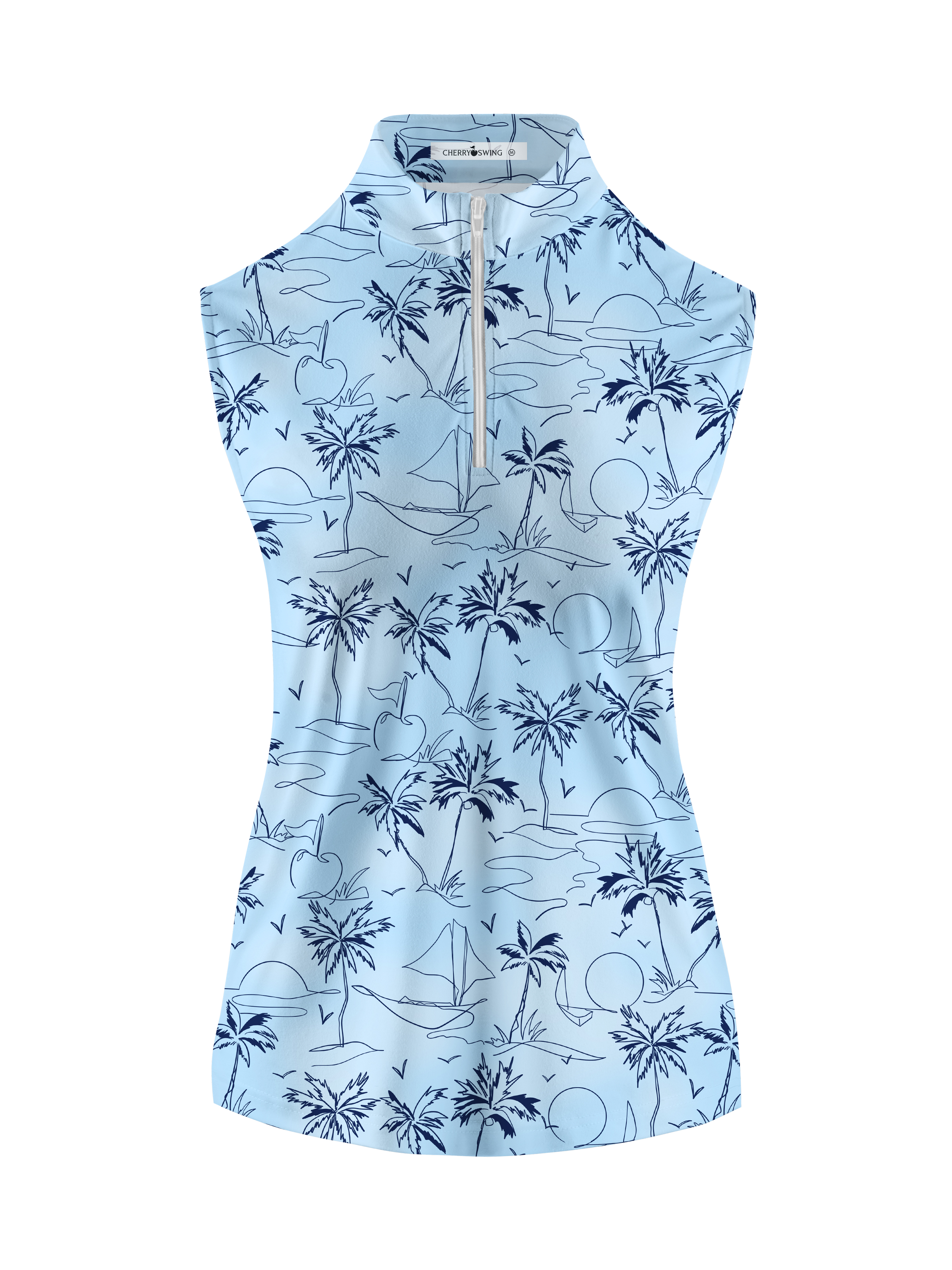 Cherryswing Women's Coconut Trees Swaying Sleeveless Golf Shirt