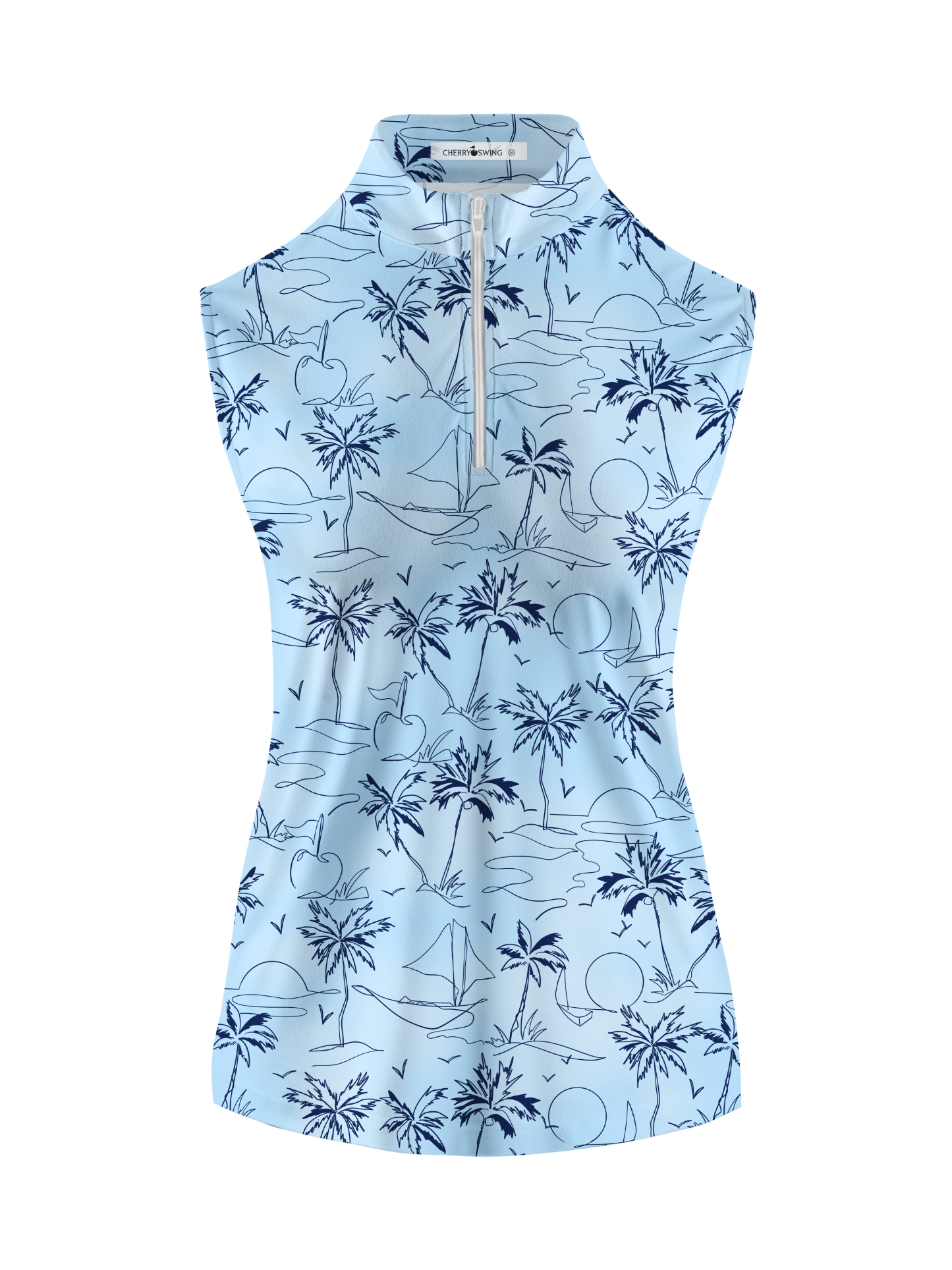 Cherryswing Women's Coconut Trees Swaying Sleeveless Golf Shirt