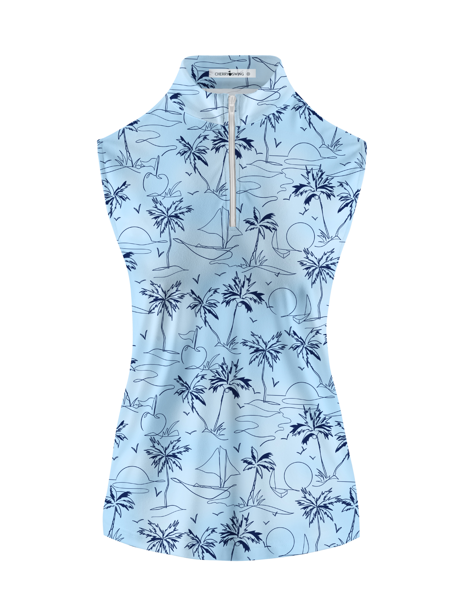 Cherryswing Women's Coconut Trees Swaying Sleeveless Golf Shirt