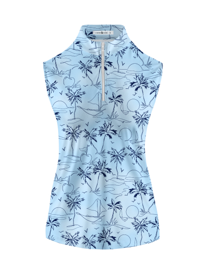 Cherryswing Women's Coconut Trees Swaying Sleeveless Golf Shirt