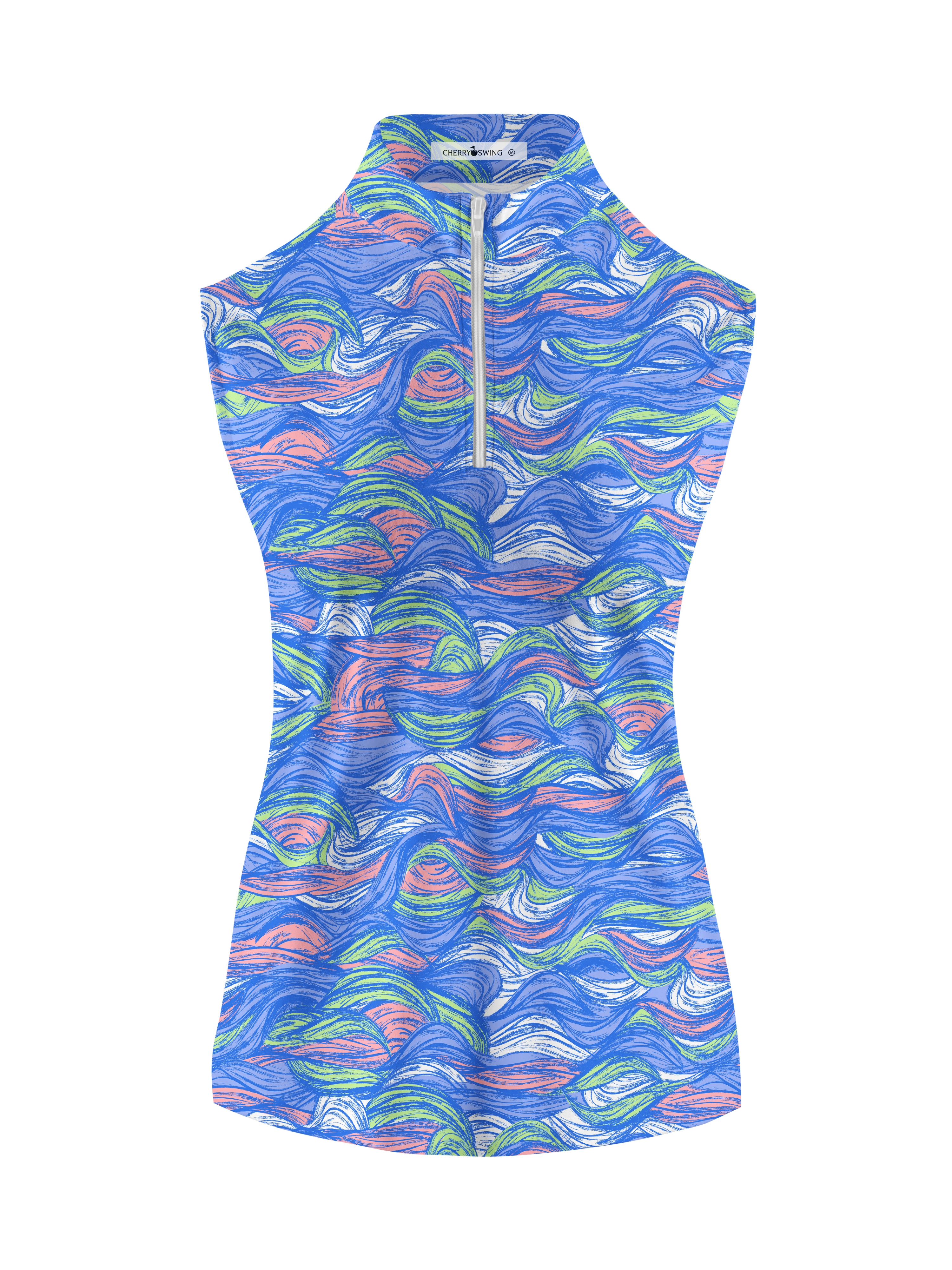 Cherryswing Women's Colored Waves Swaying Sleeveless Golf Shirt