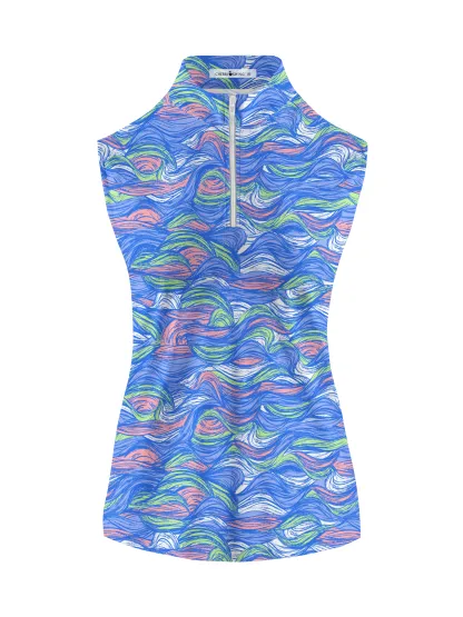 Cherryswing Women's Colored Waves Swaying Sleeveless Golf Shirt