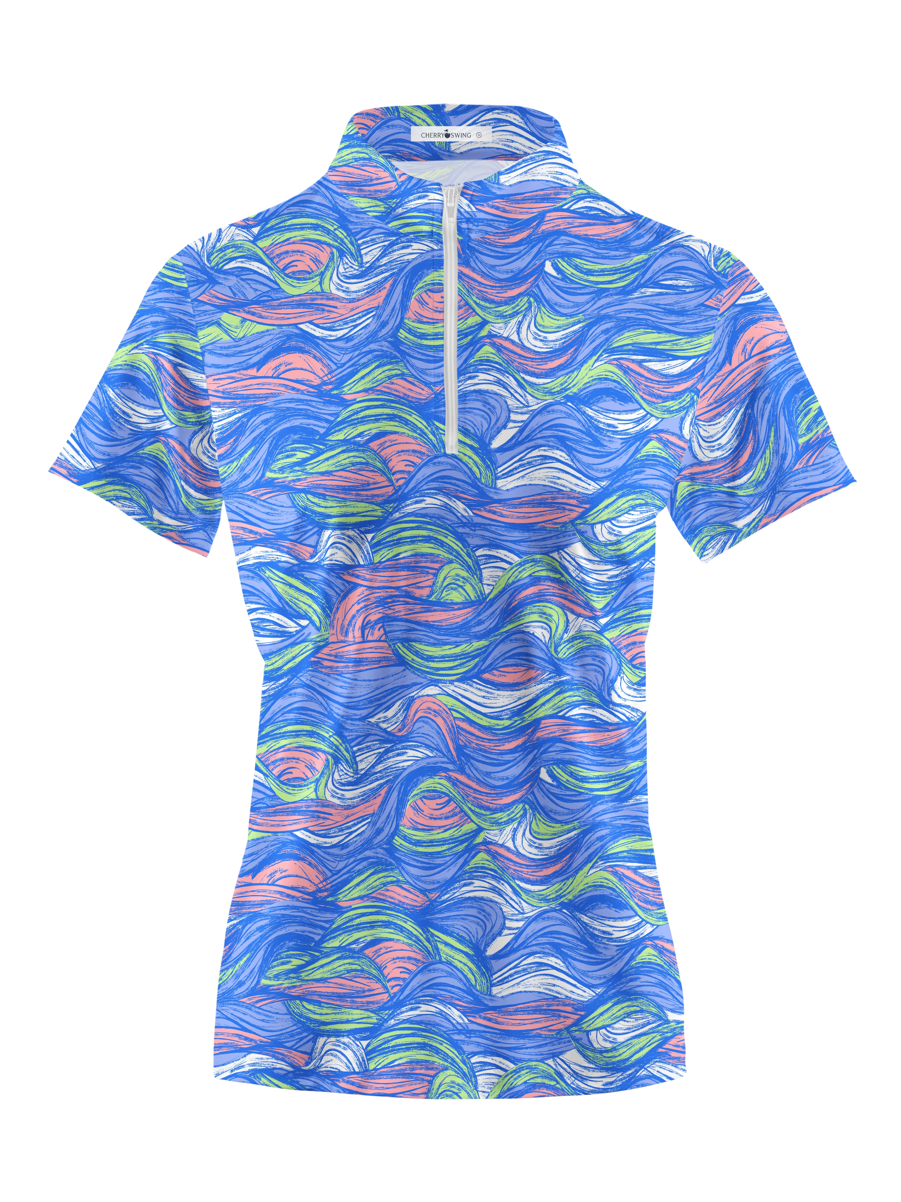 Cherryswing Women's Colored Waves Short Sleeve Golf Shirt