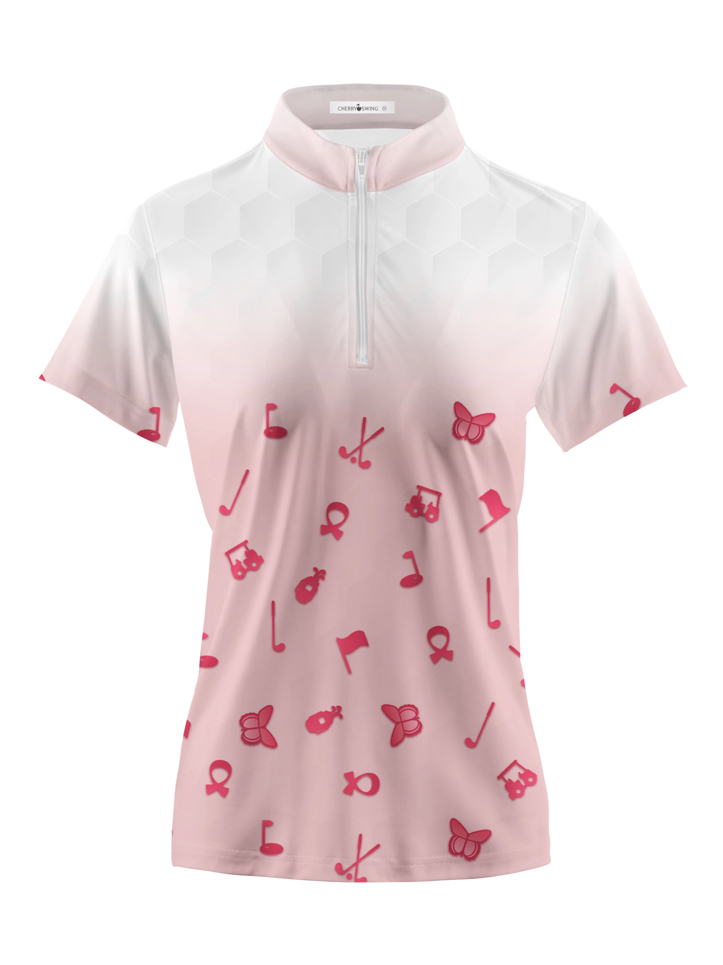 Cherryswing Women's Pink Gradient Golf Short Sleeve Polo Shirt