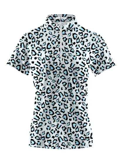 Cherryswing Women's Leopard Golf Short Sleeve Polo Shirt