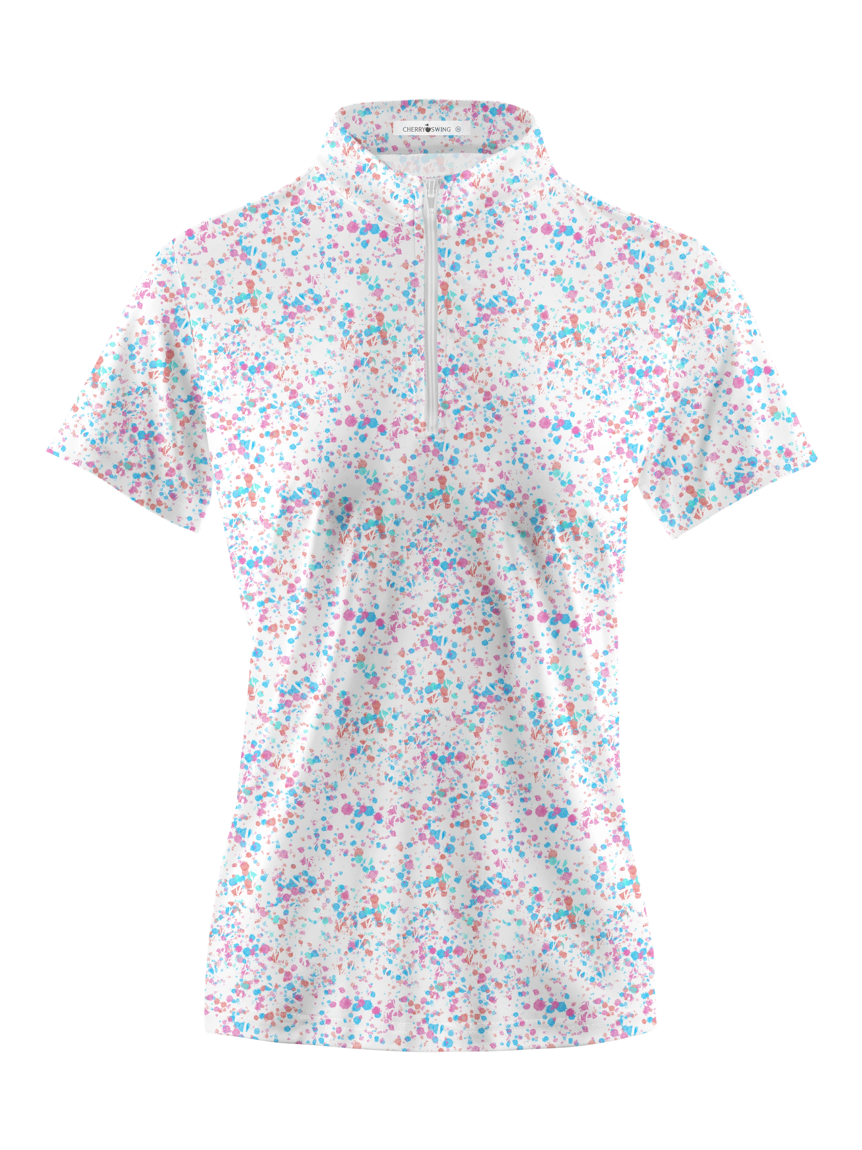 Cherryswing Women's Ink Splash Golf Short Sleeve Polo Shirt