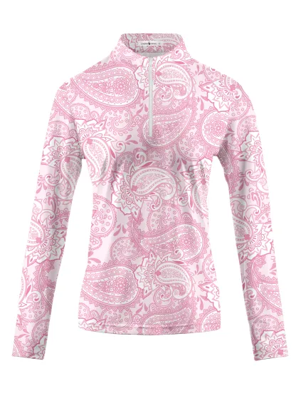 Cherryswing Women's Cashew Flower Golf Long Sleeve Polo Shirt