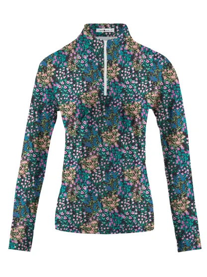 Cherryswing Women's Golf Wildflowers Bloom Long Sleeve Polo Shirt