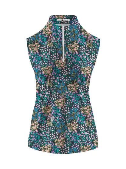 Cherryswing Women's Sleeveless Wildflowers Golf Polo Shirt