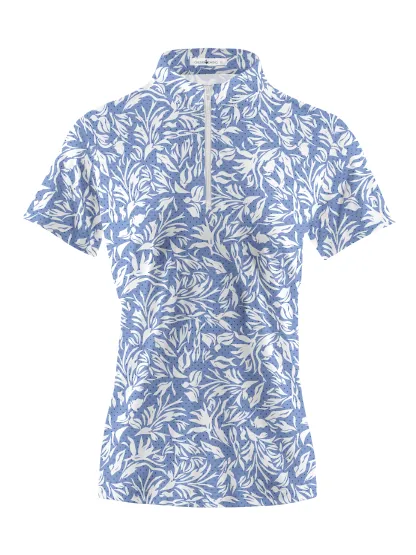 Cherryswing Women's Flower Breathable Golf Short Sleeve Polo Shirt