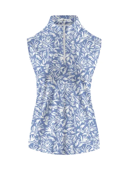 Cherryswing Women's Sleeveless Flower Breathable Golf Polo Shirt