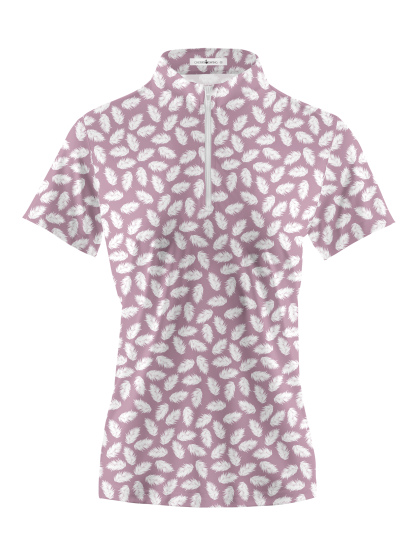 Cherryswing Women's Flower Feather Golf Short Sleeve Polo Shirt