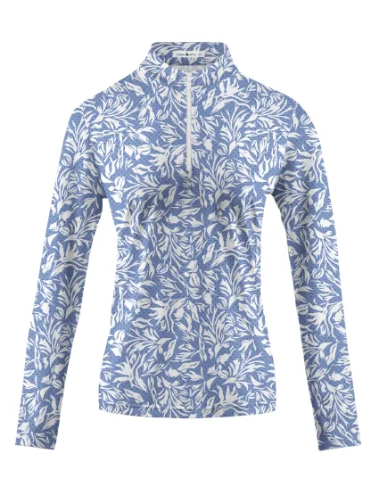 Cherryswing Women's Golf Flower Breathable Long Sleeve Polo Shirt