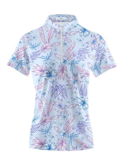 Cherryswing Women's Hibiscus Golf Short Sleeve Polo Shirt