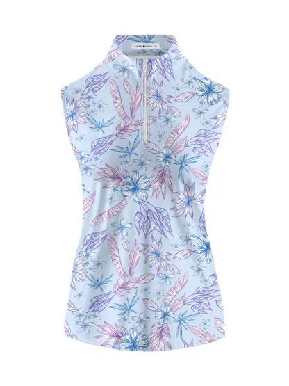 Cherryswing Women's Sleeveless Hibiscus Golf Polo Shirt