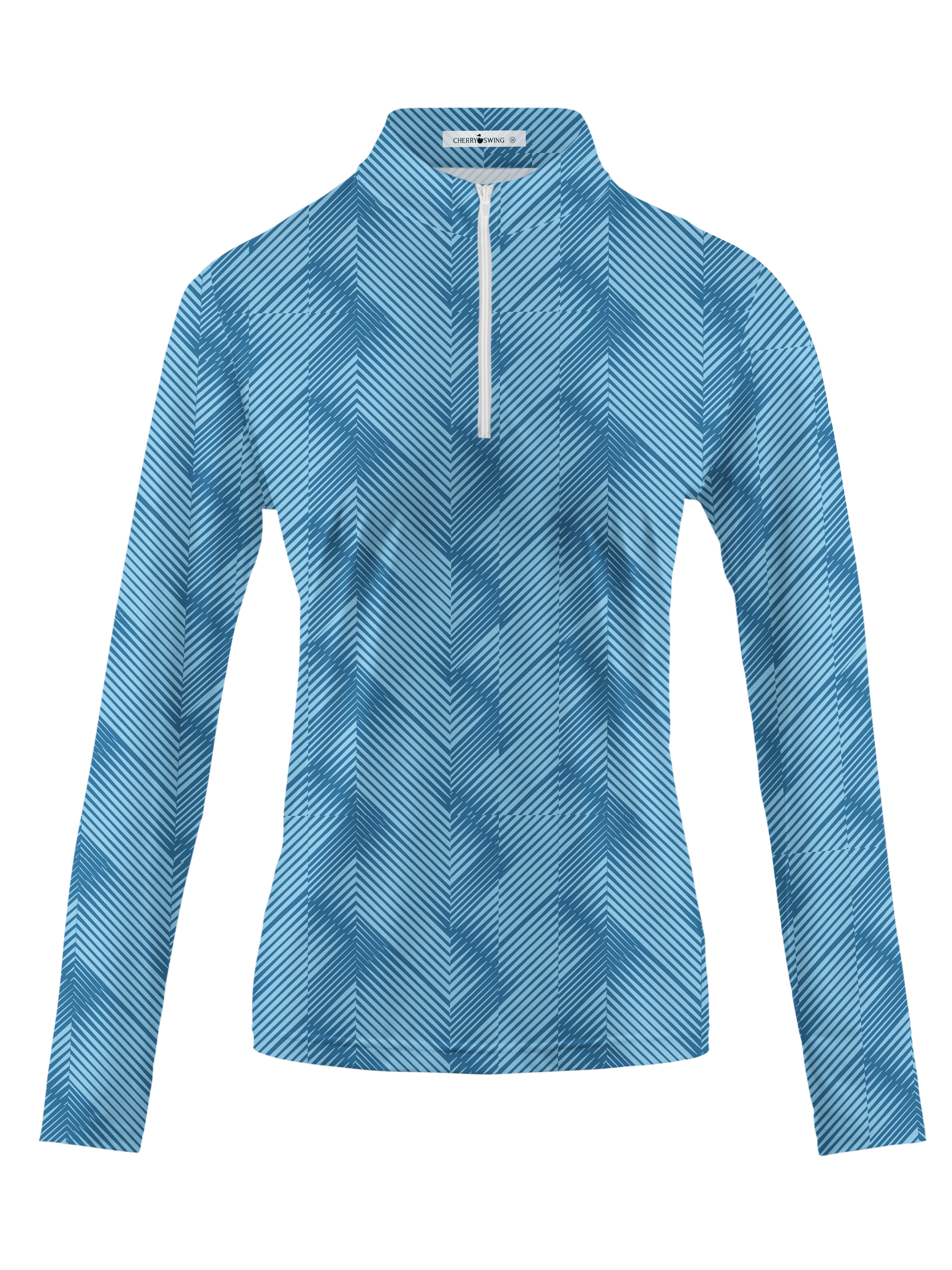Cherryswing Women's Golf Water Ripples Long Sleeve Polo Shirt